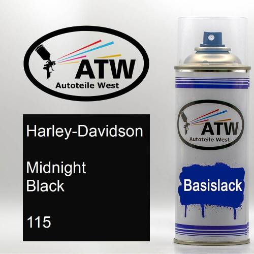 Harley-Davidson, Midnight Black, 115: 400ml Sprühdose, von ATW Autoteile West.